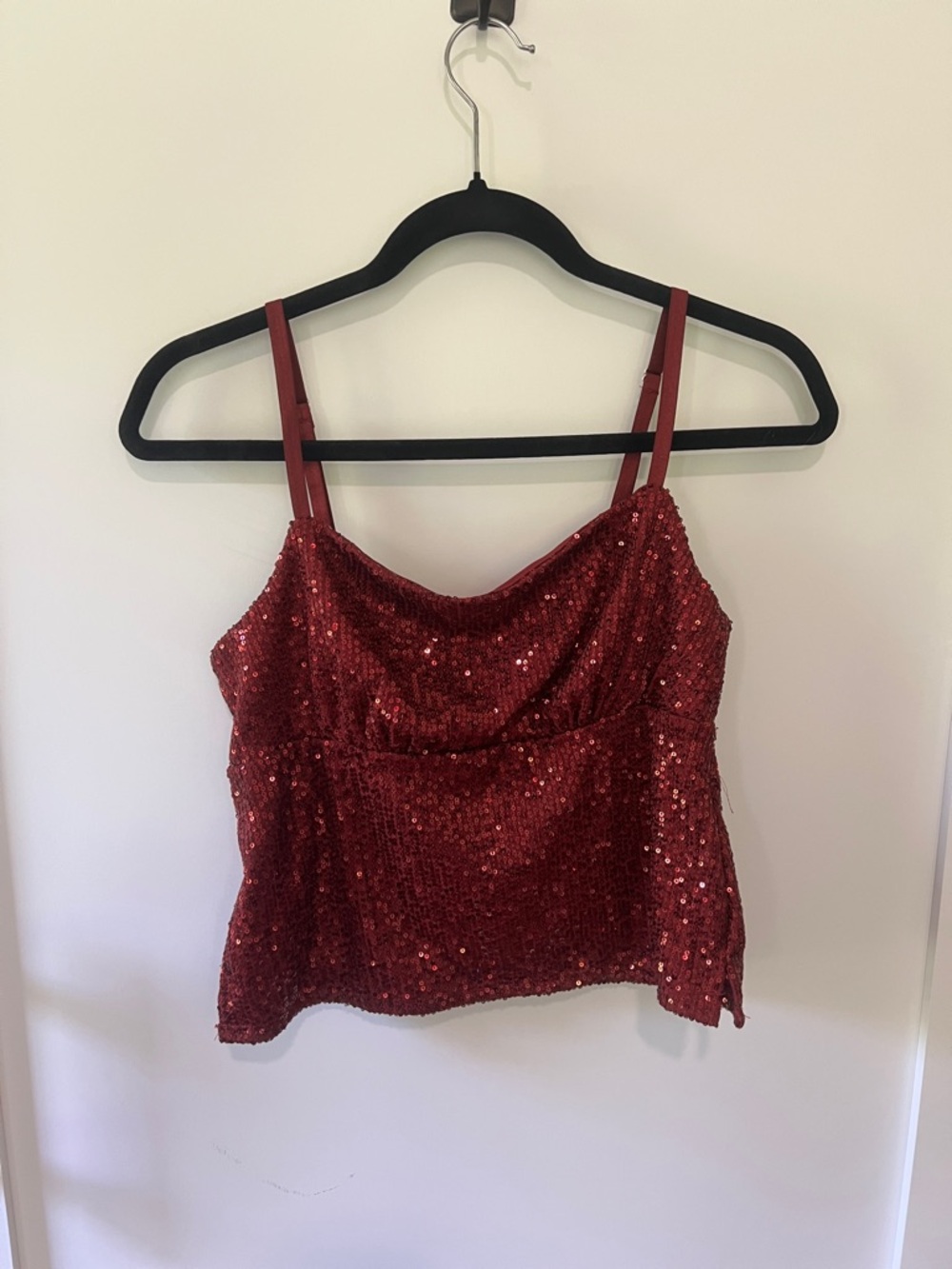 No Boundaries Red Sequin Cowl Tank